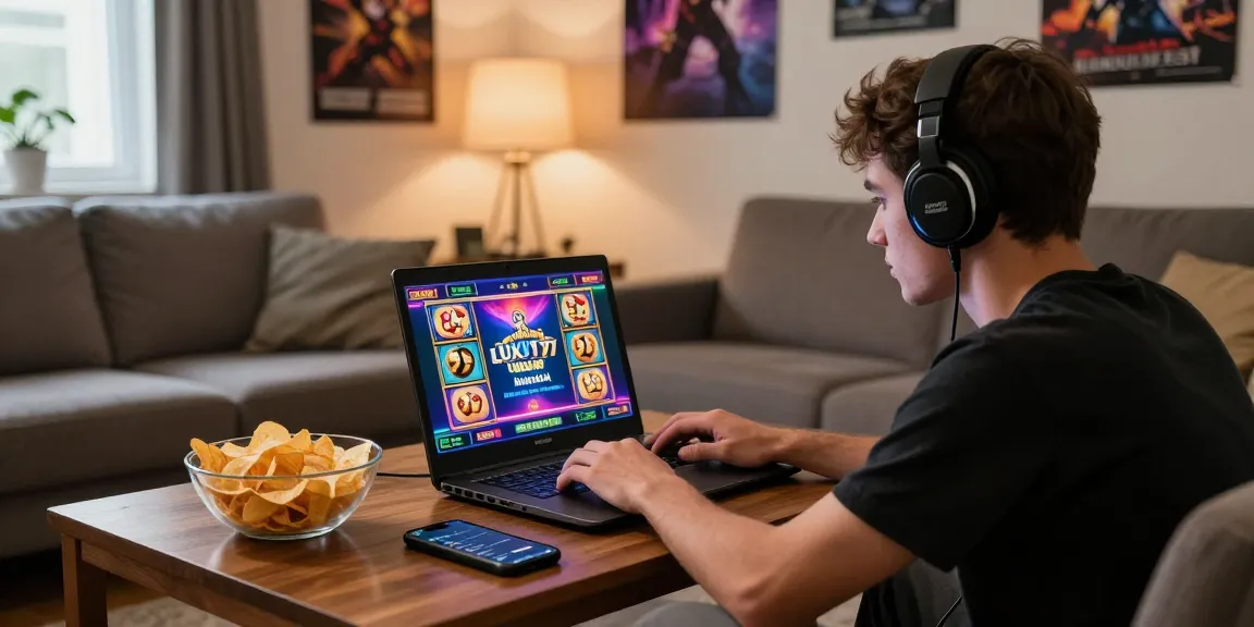 Gamer menggunakan LUXURY777 Link Alternatif di ruang tamu yang nyaman.