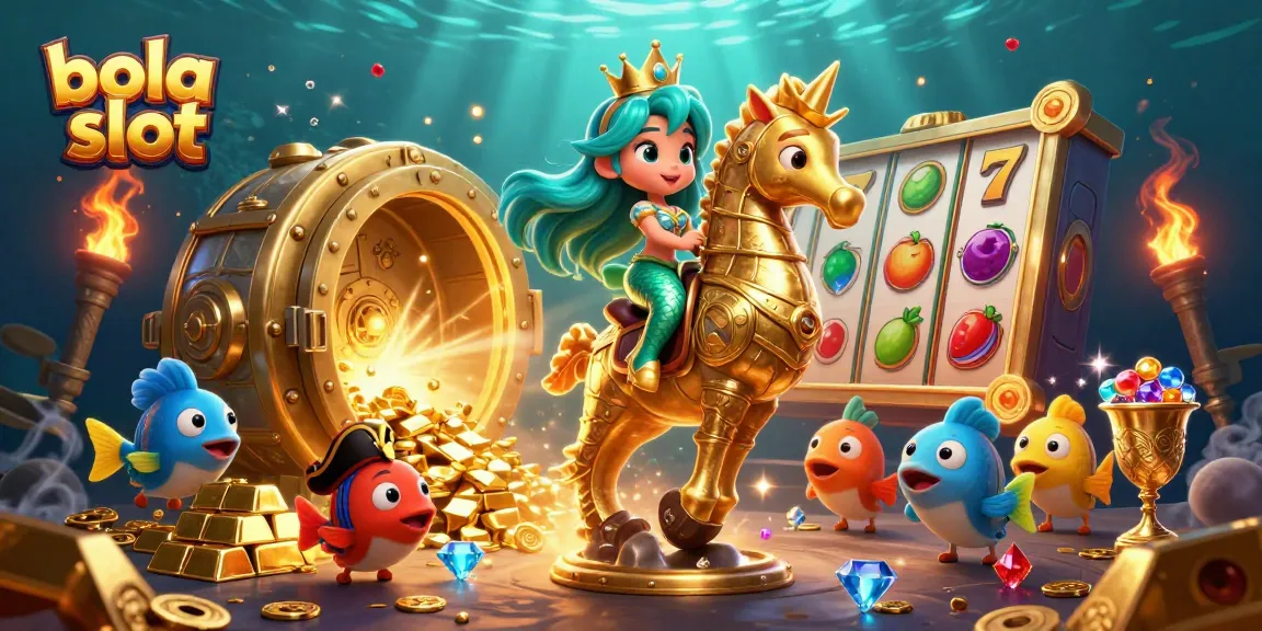 Engage with bola slot in this vibrant 3D illustration featuring playful slot themes and dynamic characters.