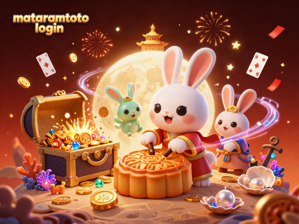 Experience thrilling fun with mataramtoto login as the moon rabbit plays with poker chips among riches!