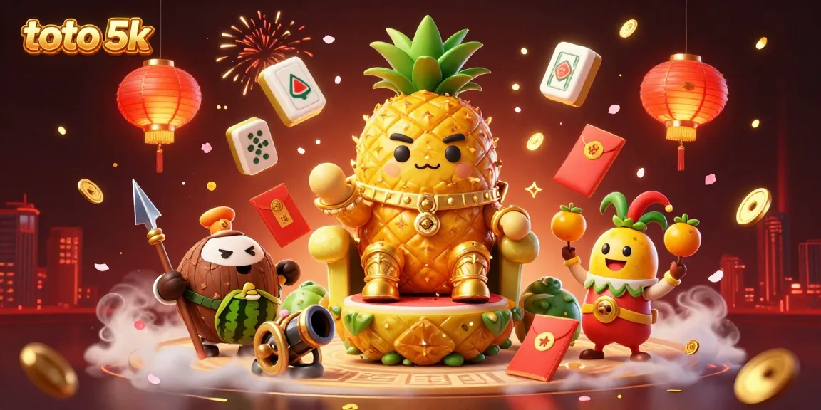 Engage with the vibrant 3D scene showcasing a golden pineapple king and dynamic elements of toto 5k gaming.
