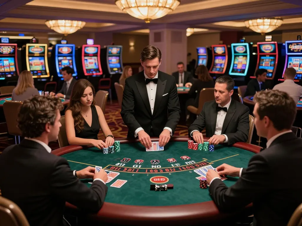 Players enjoying an excited blackjack game at 888new casino, showcasing strategy and luxury atmosphere.