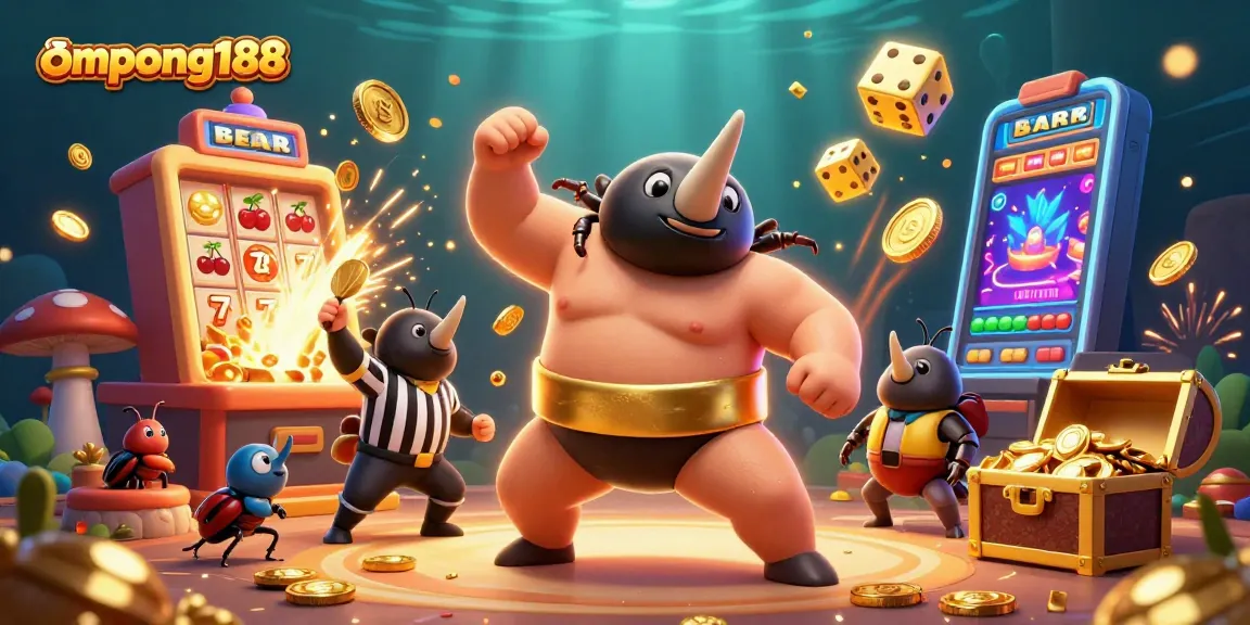 Momen mendebarkan dalam permainan ompong188, melihat juara beetle sumo mengalahkan jackpot sambil koin bersinar berterbangan.