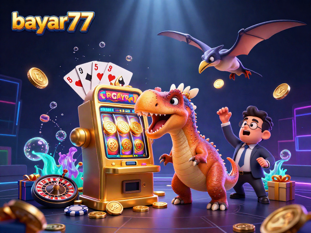 Bayar77 mengeksplorasi jackpot dengan dino lucu dalam kasino animasi