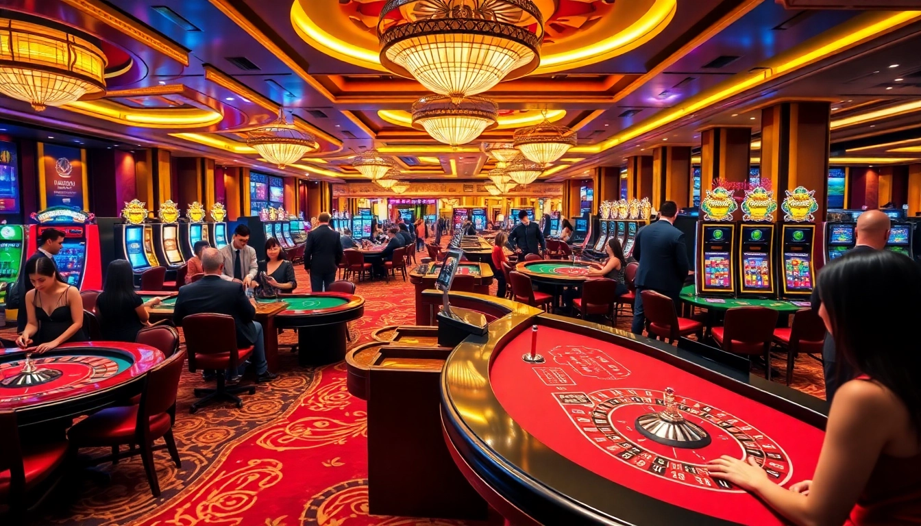 A thrilling gaming scene at nhà cái uu88 showcasing vibrant casino tables and live interactions.