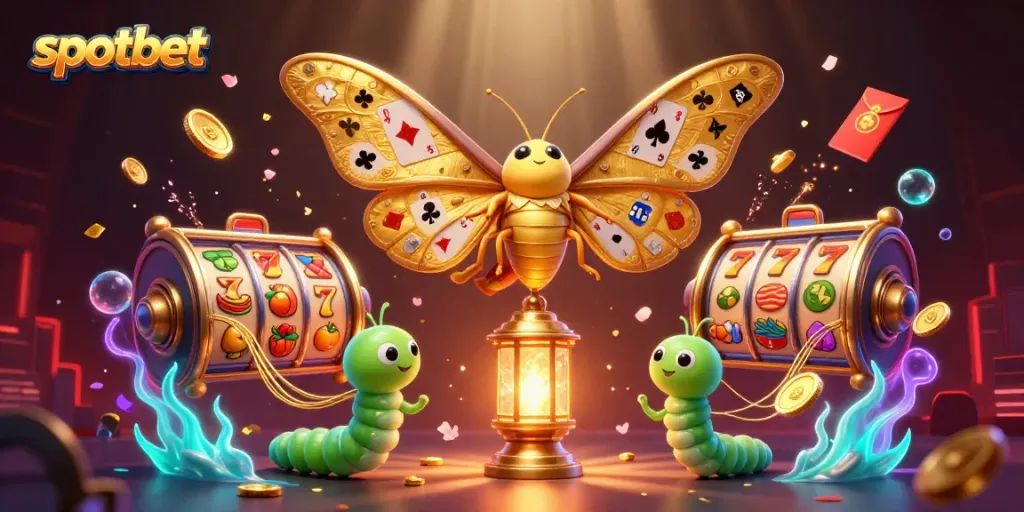 Jelajahi spotbet dengan ilustrasi kasino yang menyemarakkan dan keberuntungan di tengah permainan.