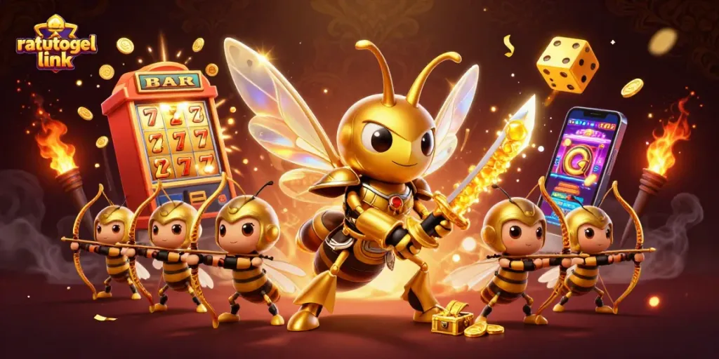 Experience thrilling jackpots with the ratutogel link in an engaging casino illustration.