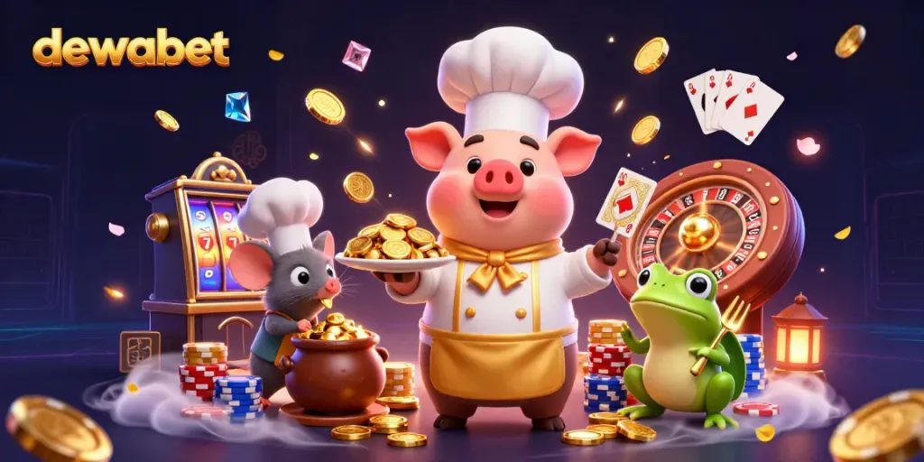 Permainan slot online dewabet dengan chef 3D, koin emas, dan permainan kartu yang mengesankan.