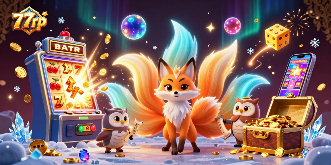 Experience the thrilling world of 77rp with a vibrant illustration of casino elements.