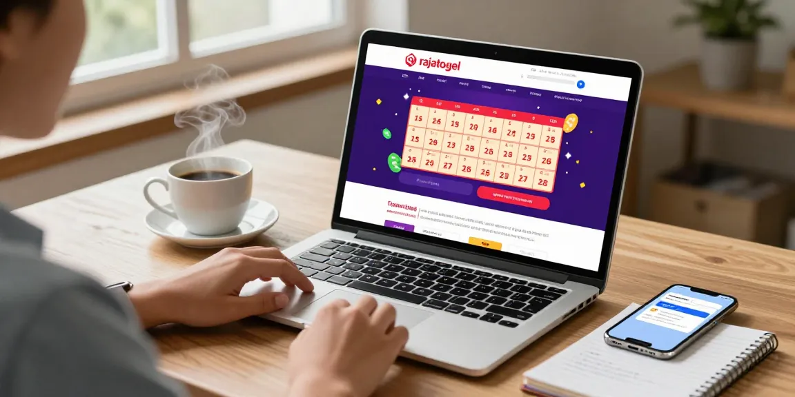 Pengguna rajatogel mengakses platform togel online di kantor rumah modern dengan suasana nyaman dan pencahayaan hangat.