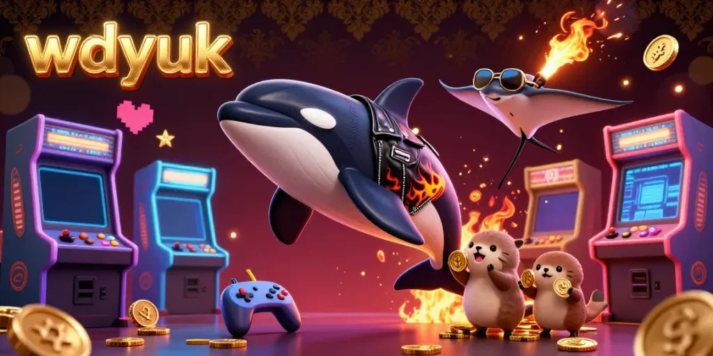 Experience the excitement of gambling with wdyuk, featuring cartoon sea animals amidst vibrant casino visuals.