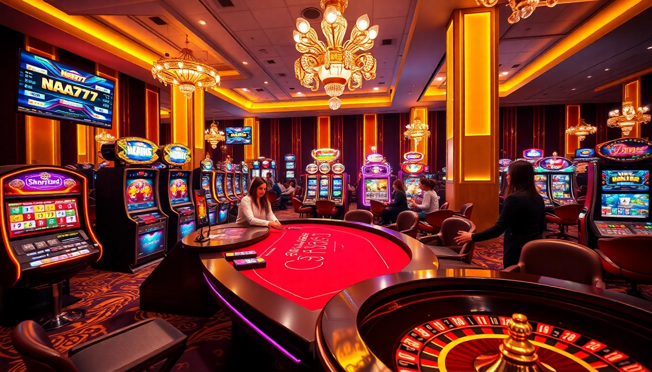 NA777 gamblers placing bets at an exciting casino table with professional dealers.