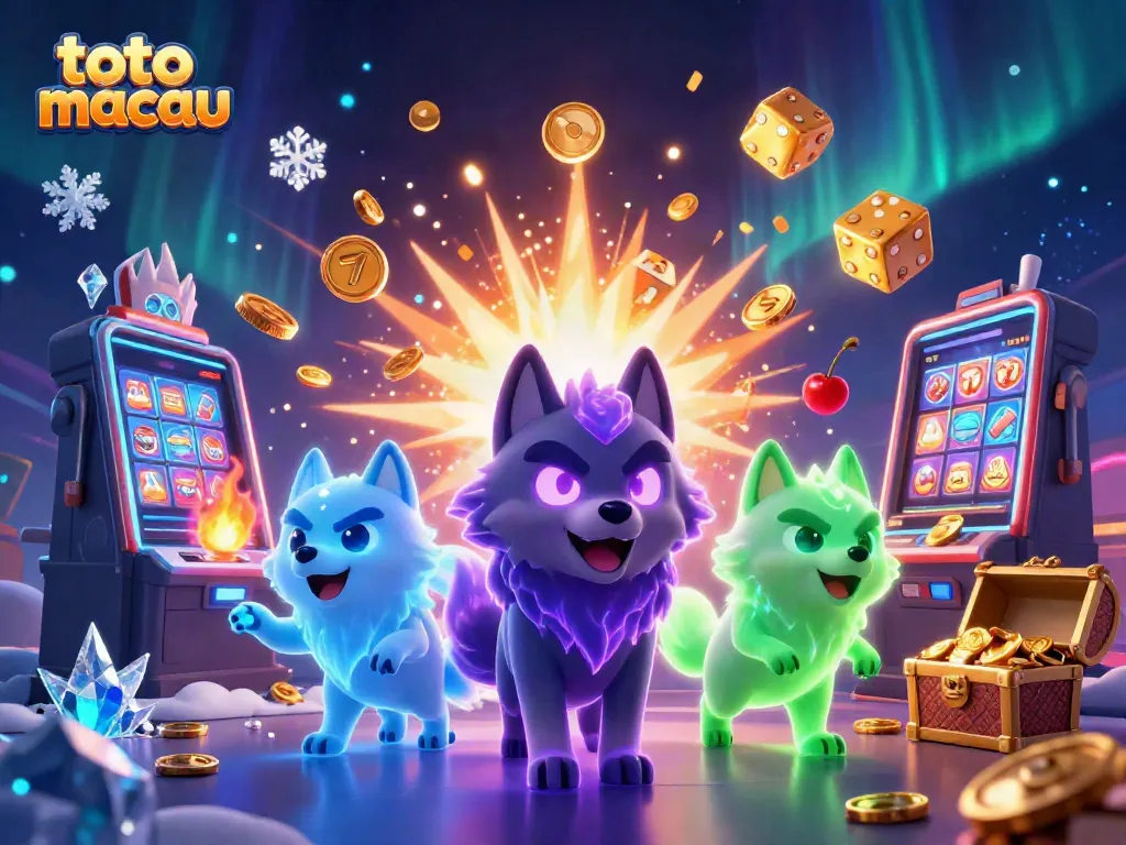 Toto macau memberikan pengalaman bermain slot 3D saat jackpot pecah dengan koin dan cahaya.
