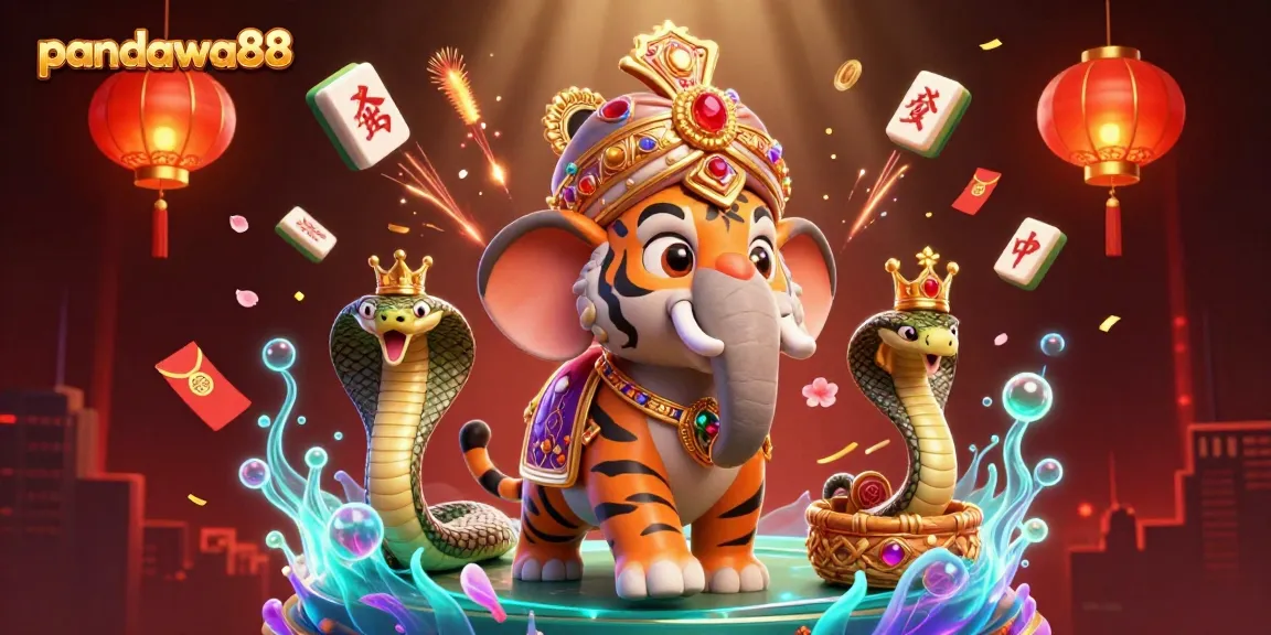 Gambarkan pandawa88 dengan harimau maharaja dan elemen slot yang kaya untuk pengalaman kasino yang eksklusif.