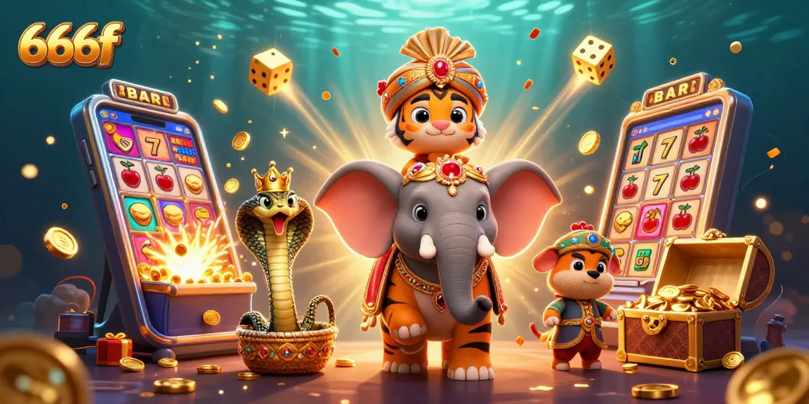 Experience thrilling gameplay at 666f with a vibrant casino illustration filled with exciting game elements.