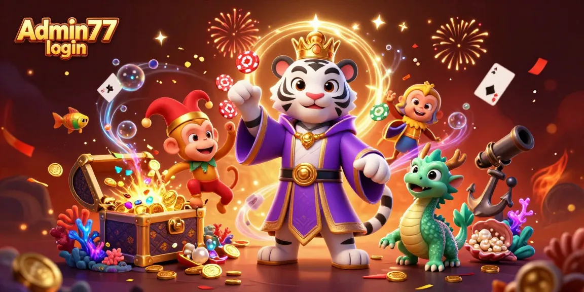 Experience the thrilling Admin77 login with vibrant casino elements, stunning characters, and dynamic gameplay.