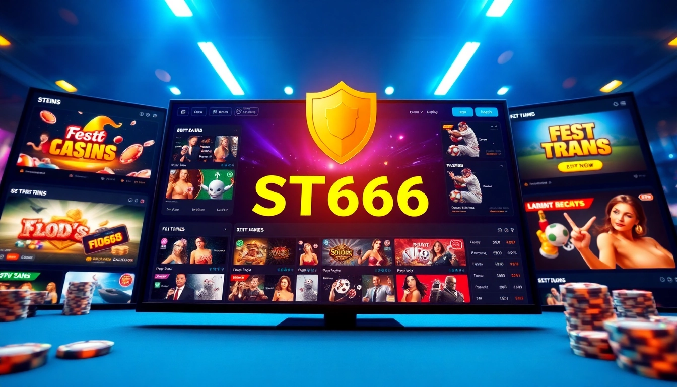 ST666 online gambling platform showcasing exciting casino games and promotions, emphasizing user-friendly interface.