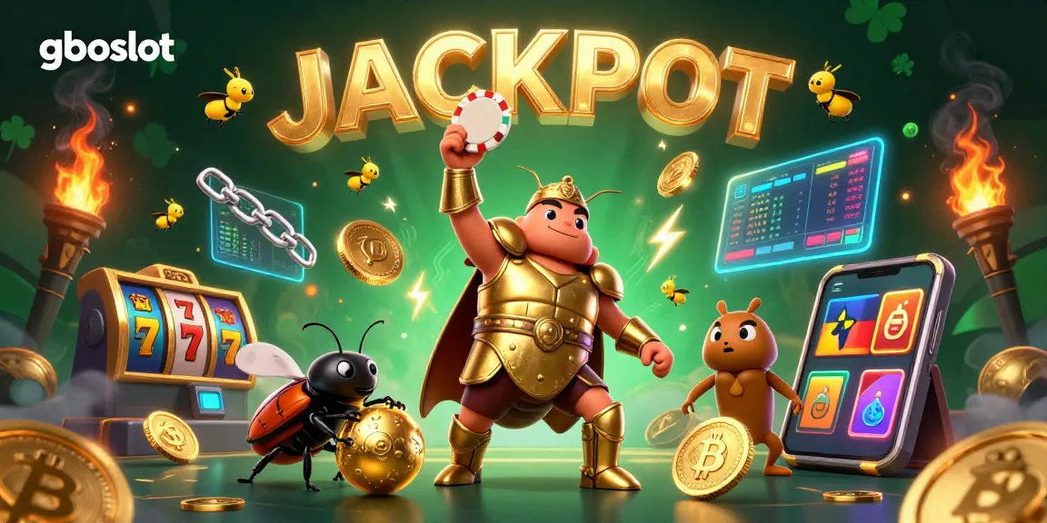 gboslot menghadirkan kemenangan fantastis dengan kupu-kupu jantan dalam armor emas mengangkat chip poker.