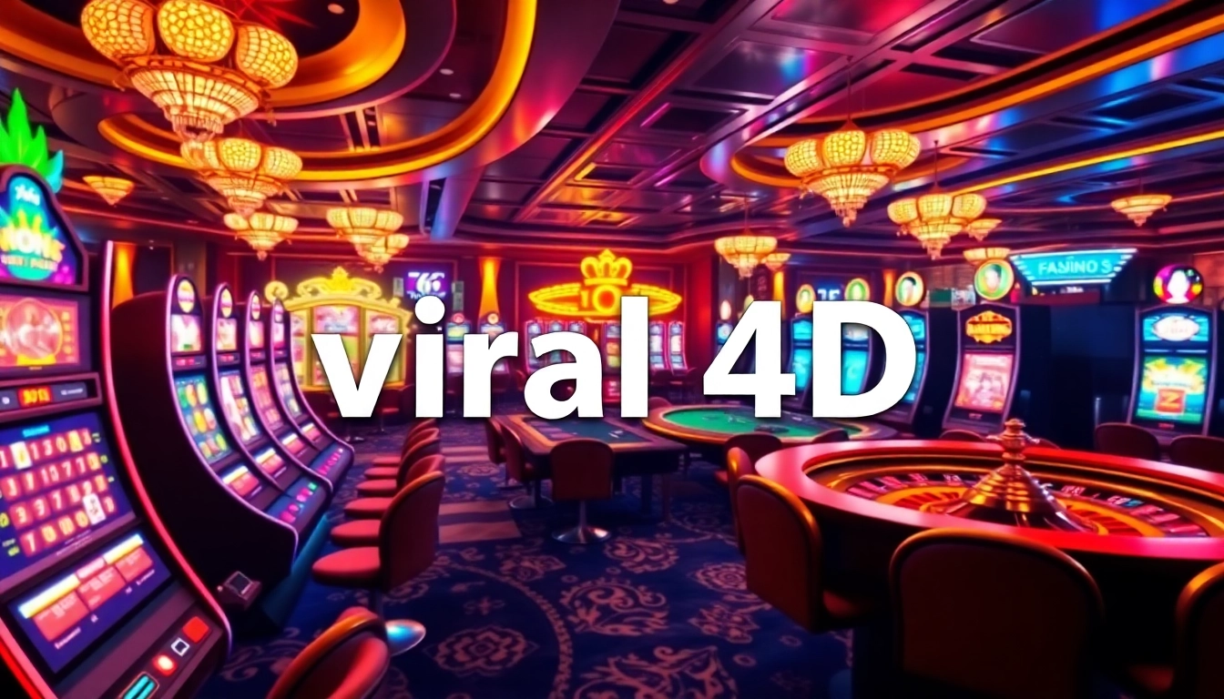 Experience the thrill of viral4d online gambling with vibrant casino visuals, slots, and poker elements.