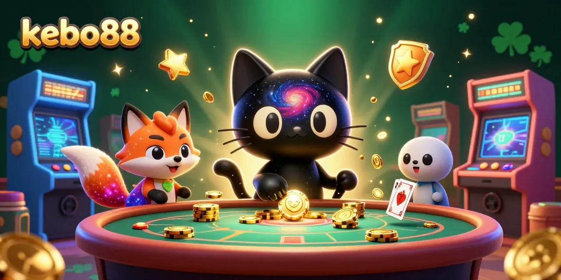 Kebo88 menghadirkan ilustrasi kasino intergalaksi dengan karakter kucing hitam dan rubah nebula