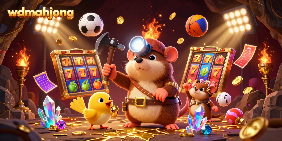 Experience thrilling gameplay with wdmahjong in a vibrant 3D casino illustration showcasing a treasure hunter.