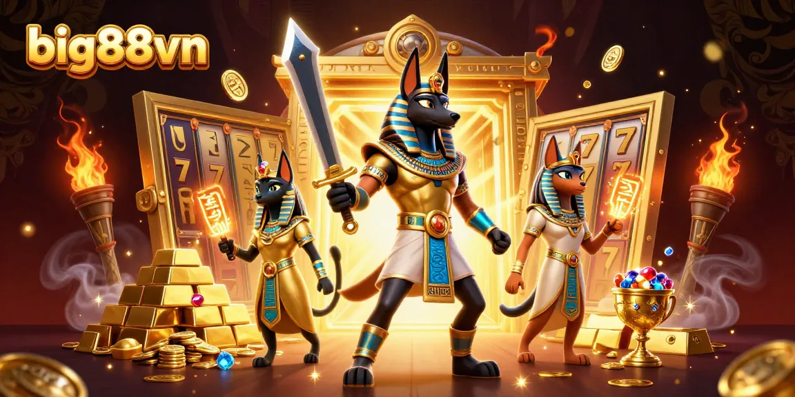 Experience dynamic jackpot thrills at big88vn with Anubis, Bastet, and gold treasures.