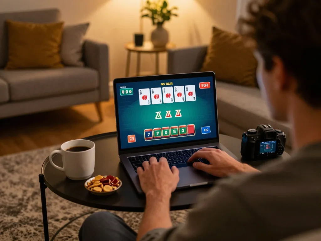 Player strategizing in an online blackjack game on 98win, showcasing an engaging home gaming experience