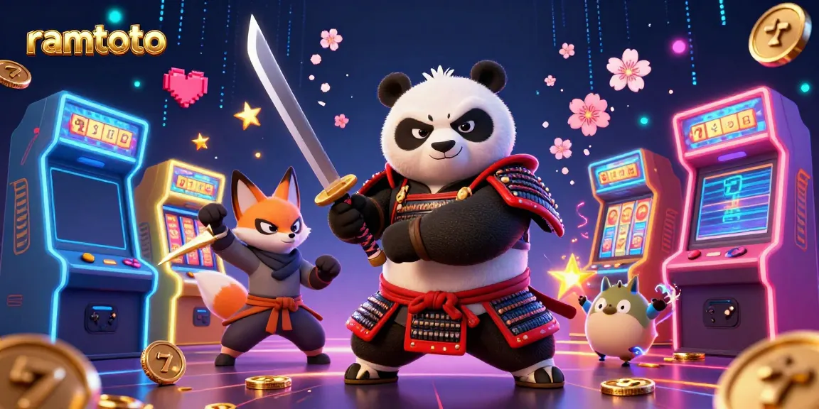 RamToto kasino menampilkan panda samurai dan rubah ninja dalam aksi menghibur.