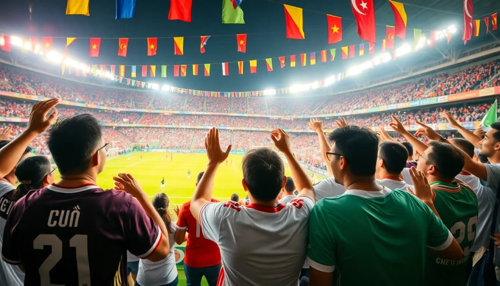 Exciting scene of football fans at Bóng đá socolive match, showcasing passion and enthusiasm.