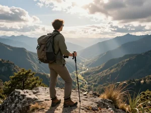 A traveler enjoying the breathtaking view at Fly88 mountain lookout, embodying the spirit of adventure.