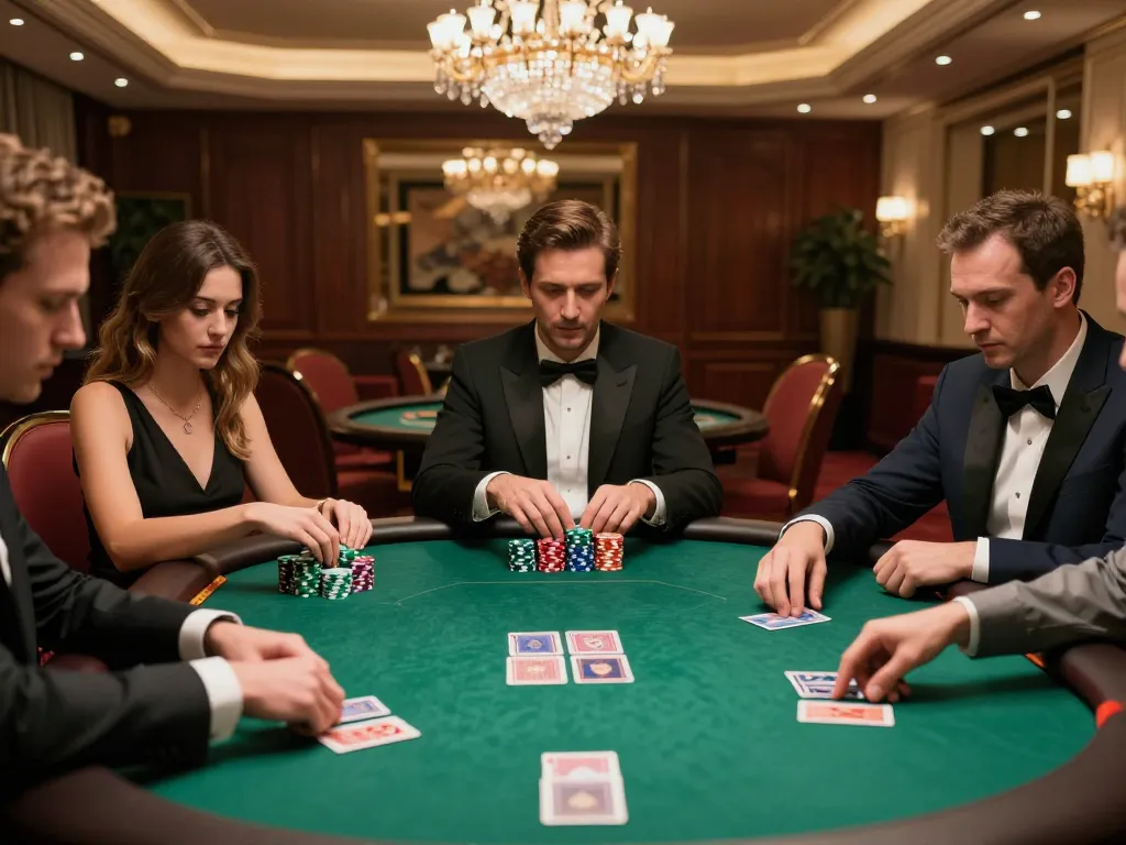 Players engaging in a strategic poker game at uu88's exclusive VIP table with colorful chips.