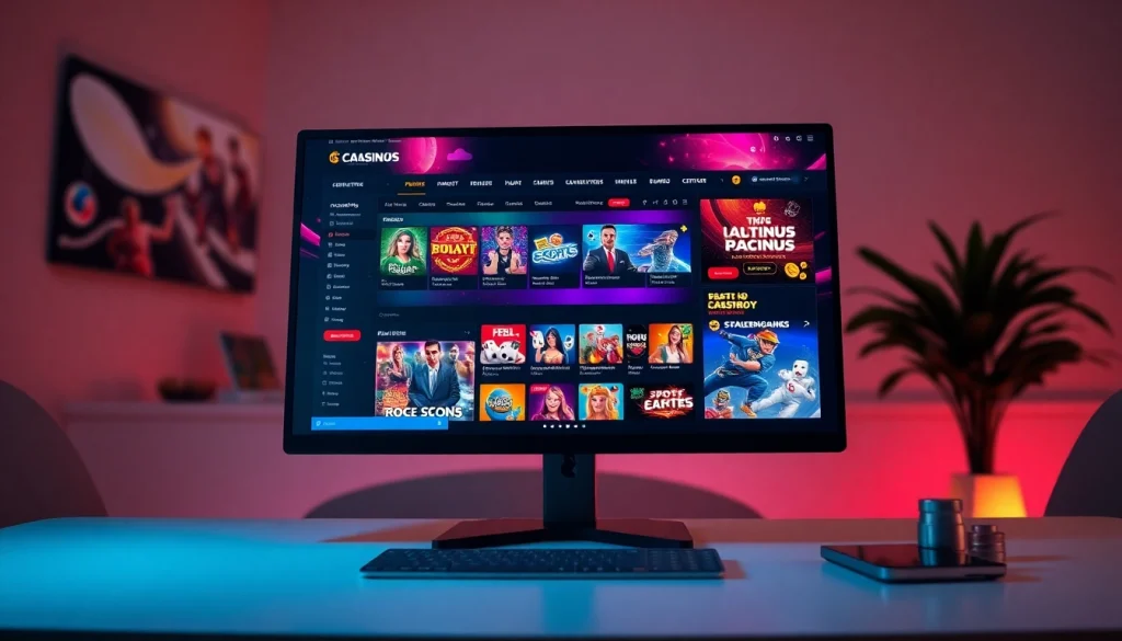 Top 10 nhà cái uy tín shown on a vibrant online gambling platform layout.