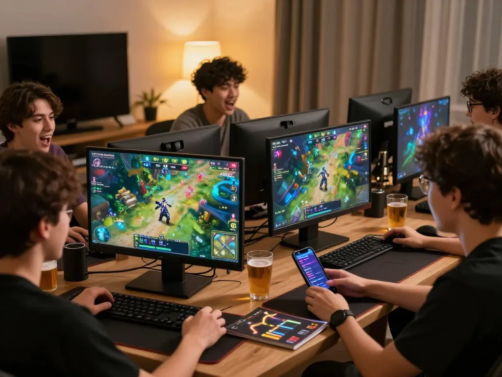 IDNSCORE players thrill in competitive online gaming tournament with engaging game screens.