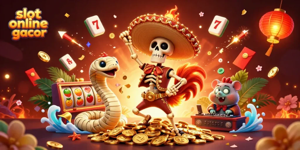 Menangkan slot online gacor dengan karakter meriah dan elemen kasino yang menarik.