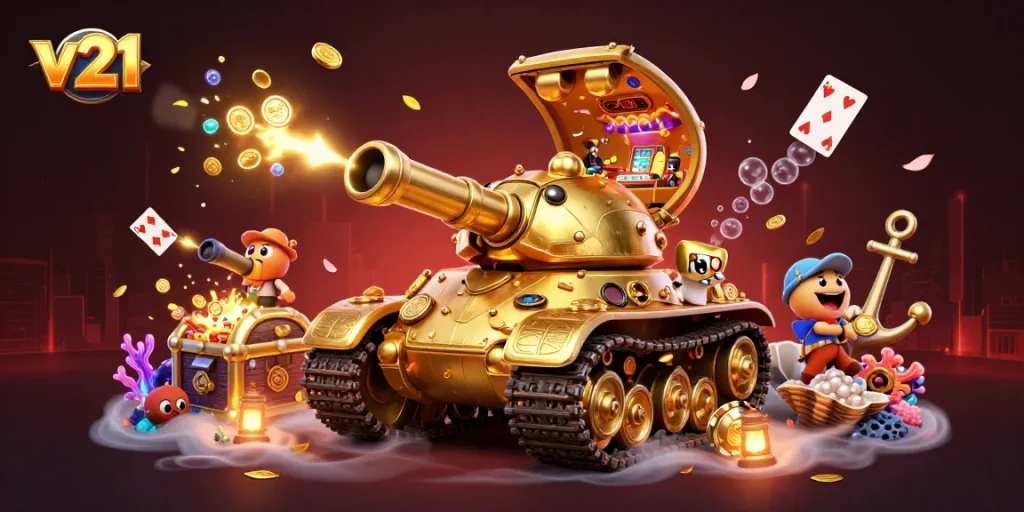 v21 temukan kasino mini dalam tank keong emas, kaya desain dan detail!