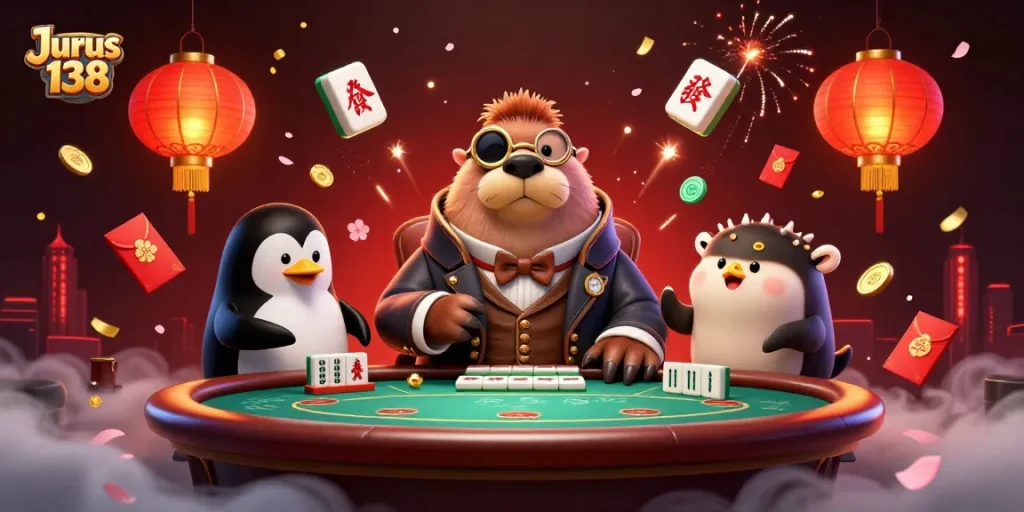 Experience thrilling poker action with Jurus 138's jolly walrus and friends at an underwater table